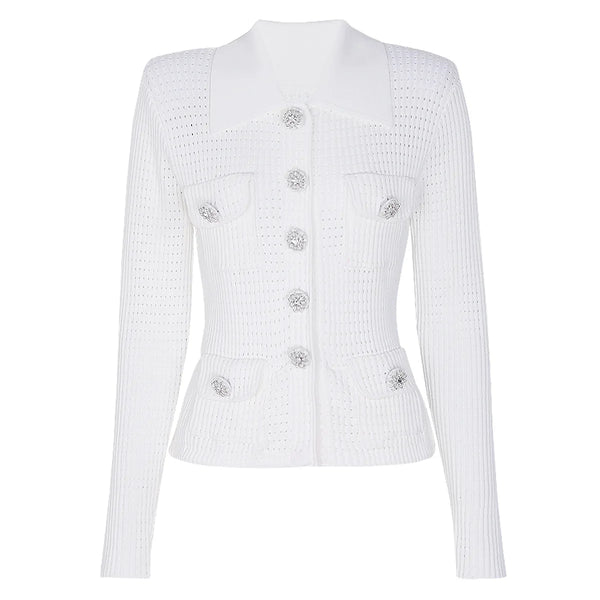 Jewel-Button Knit Cardigan Winteres