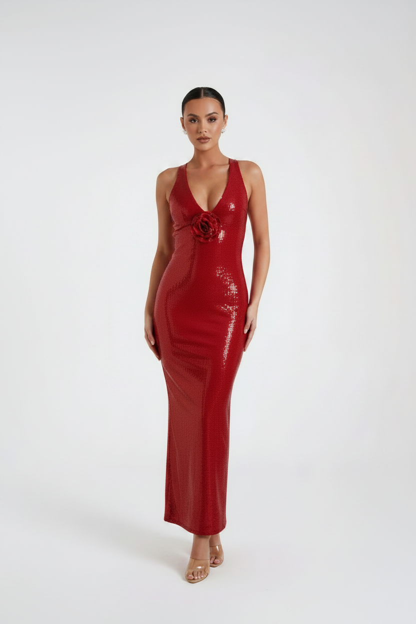 Zeynap Flower Sequin Dress