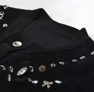 Rhinestone Knit O-Neck Cardigan Winteres