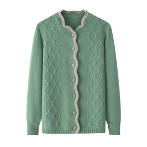 Cashmere Lace Collar Cable Cardigan Winteres
