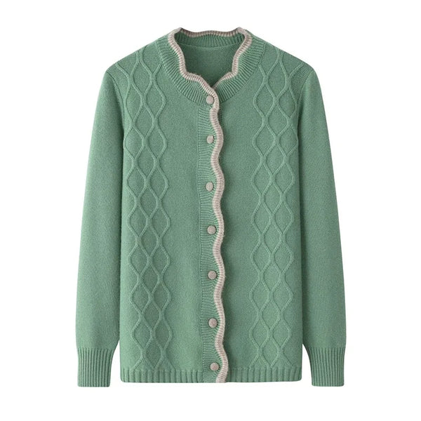 Cashmere Lace Collar Cable Cardigan Winteres