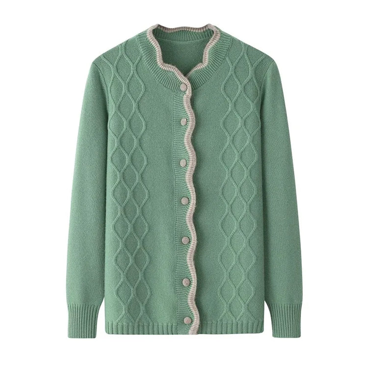 Cashmere Lace Collar Cable Cardigan Winteres