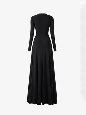 2025 New Niche Design Asymmetrical Pleated Long Sleeve Midi Dress Casual Woven Anti-Static Natural Waist Winteres