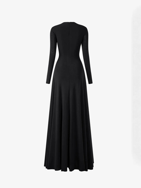 2025 New Niche Design Asymmetrical Pleated Long Sleeve Midi Dress Casual Woven Anti-Static Natural Waist Winteres