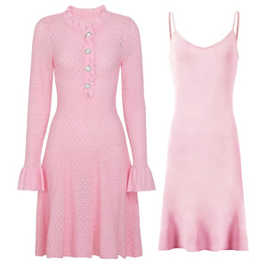 Flared Sleeve Dress & Slip Knit Set Winteres