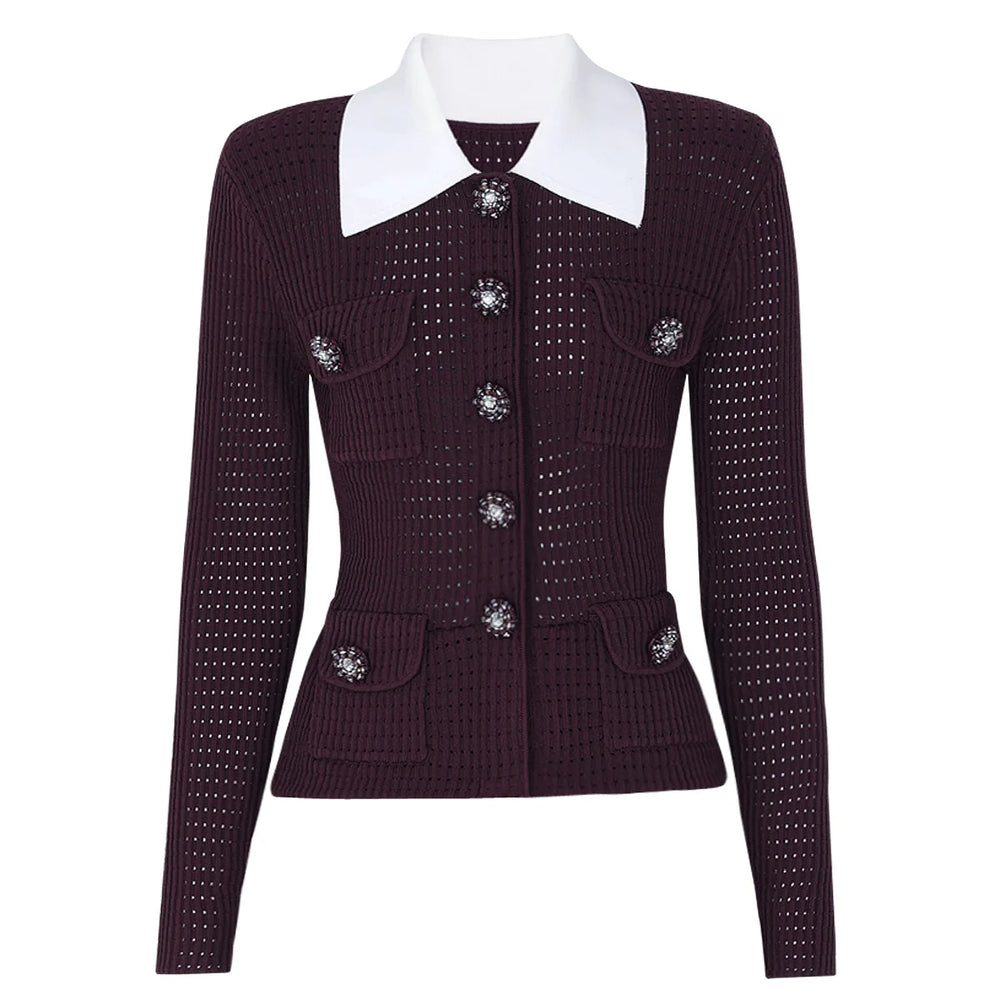 Jewel-Button Knit Cardigan Winteres