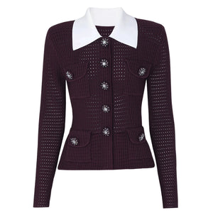 Jewel-Button Knit Cardigan Winteres