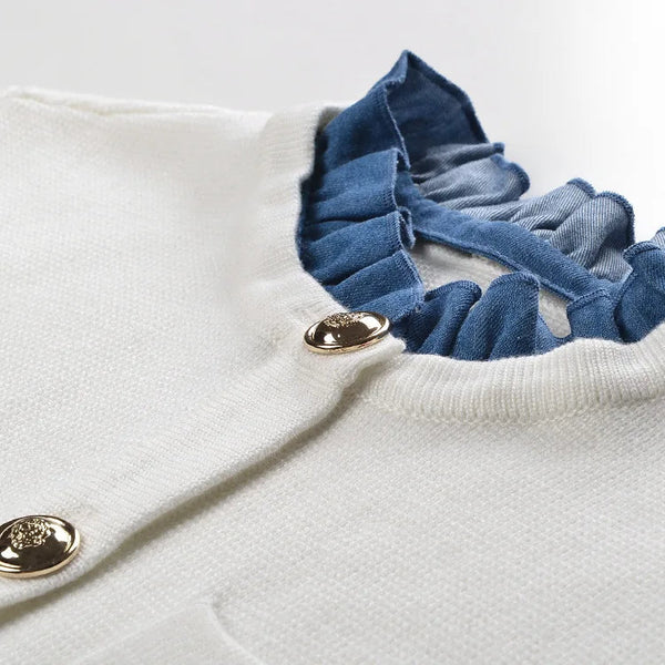 Denim Patchwork Ruffle Cardigan Winteres