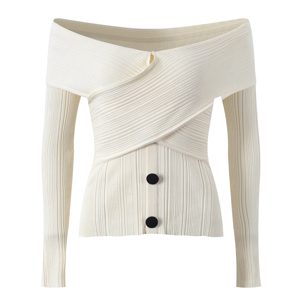 Off-Shoulder Slim Knit Top Winteres