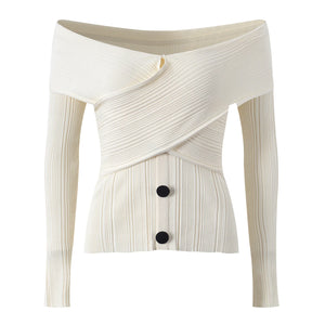Off-Shoulder Slim Knit Top Winteres