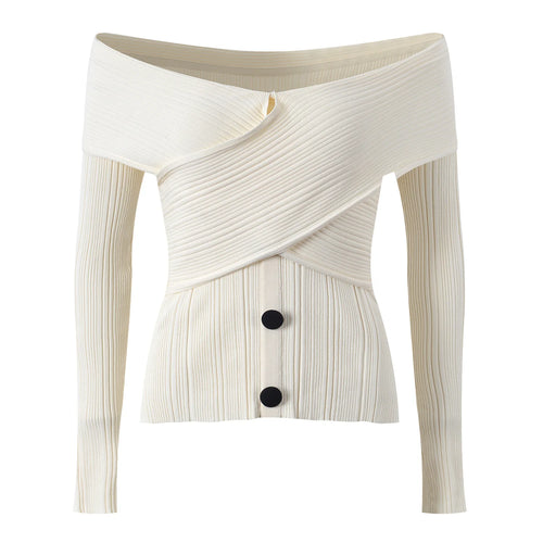 Off-Shoulder Slim Knit Top Winteres