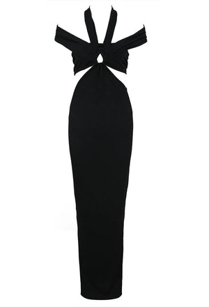 Sexy Luxury Women Fashion Clothing Long Bodycon Dress Halter Cut-out Designer Night Club Dresses Winteres