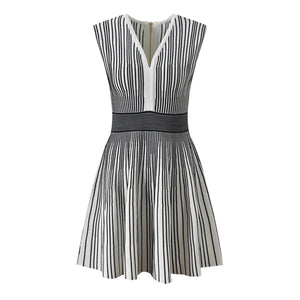 2025 Summer New Arrival Lady Sexy V-neck Sleeveless Wear Elegant Style A-line Waisted Knits Mini Dress Women – Winteres