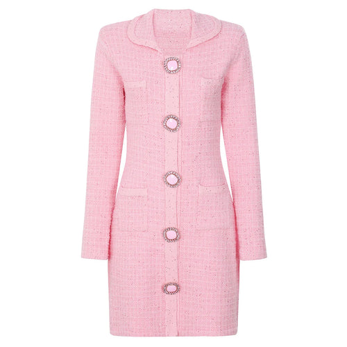 Pink coat with decorative buttons on a white background