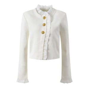 Elegant Ruffle Patchwork Cardigan Winteres