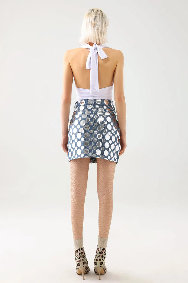 Casual Denim Polka Dot Skirt Winteres
