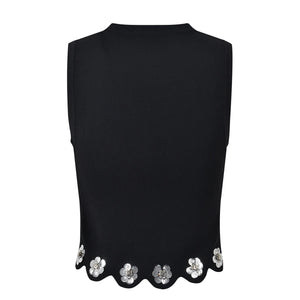 Sequined Flower Knit Skirt Set Winteres