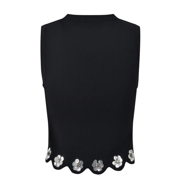 Sequined Flower Knit Skirt Set Winteres
