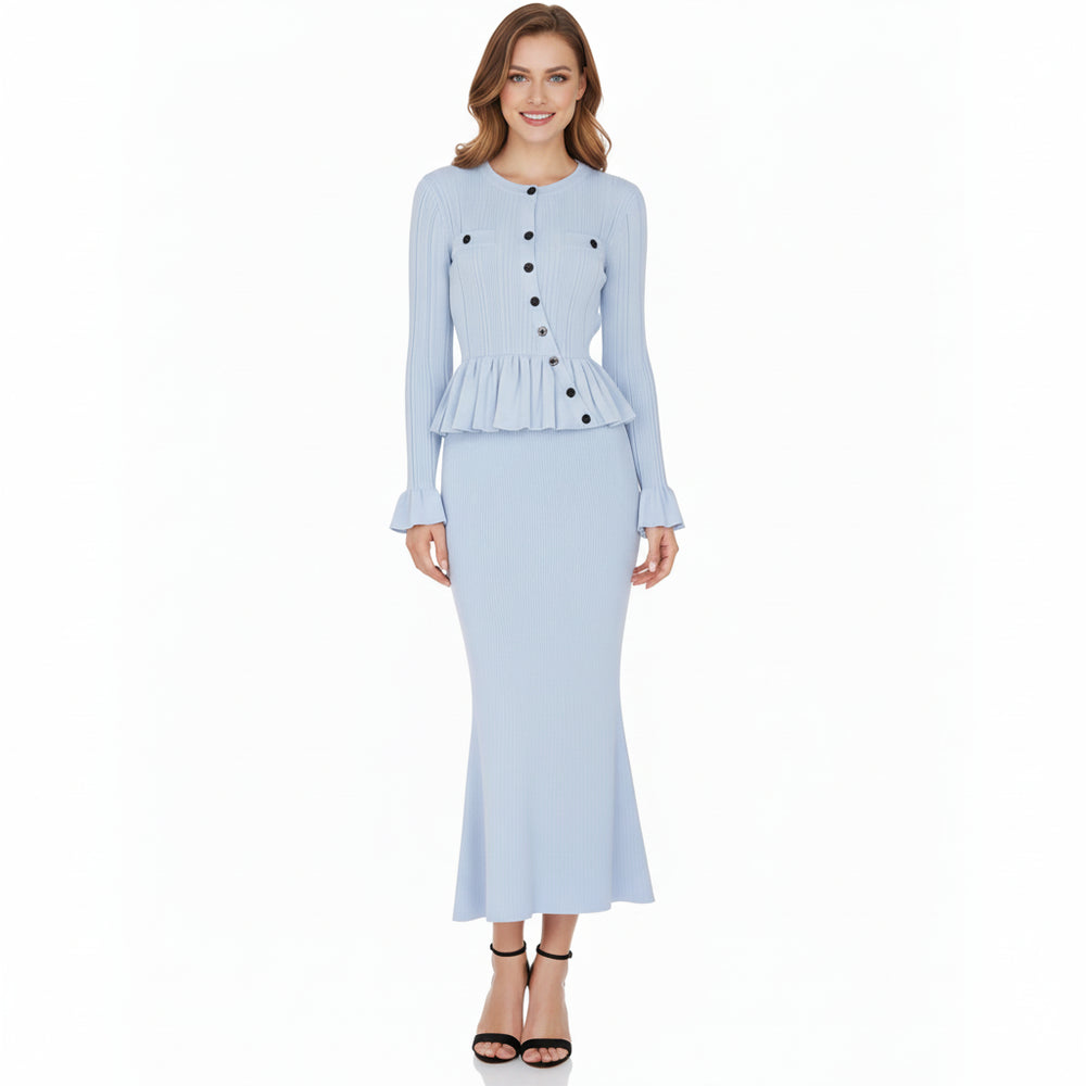Sleek Knit Skirt Suit Winteres