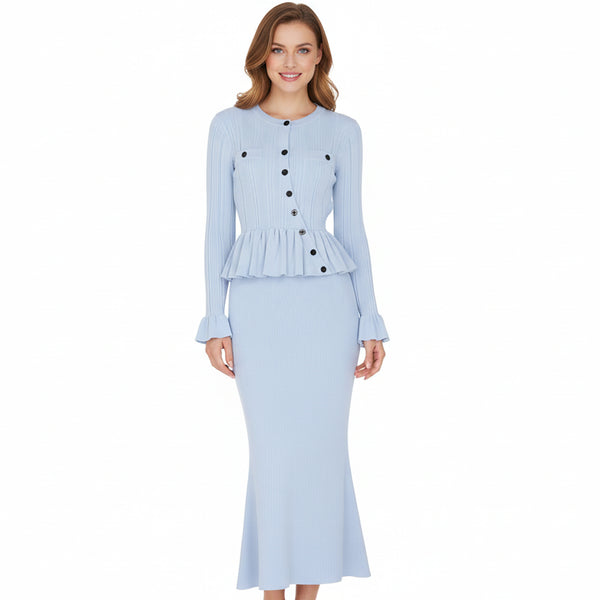 Sleek Knit Skirt Suit Winteres