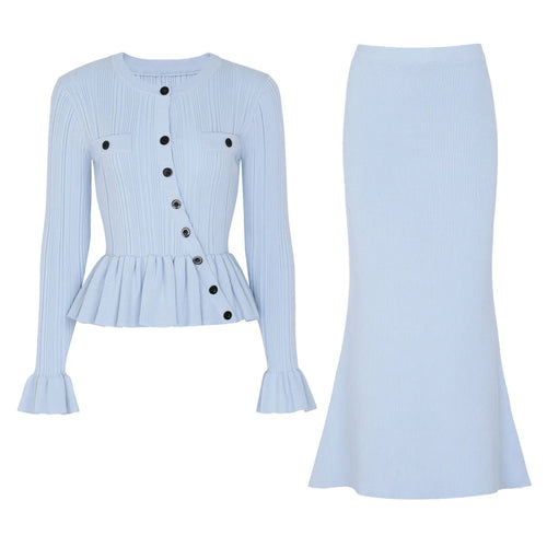 Sleek Knit Skirt Suit Winteres