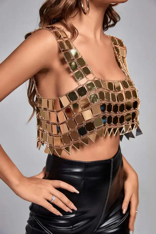 Gold Sequin Crop Top Winteres
