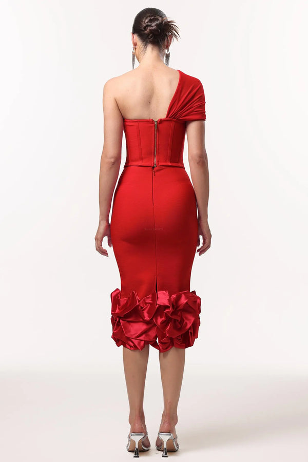 Women Chic IDorie Sexy Contour One Shoulder Corset Bandage Two Pie Ladies Bodycon Occassion Birthday Cocktail Prom Party Dresses Winteres