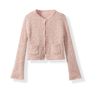Elegant Casual Pink Knitted Cardigan Winteres