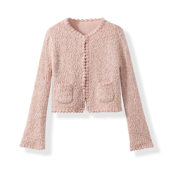 Elegant Casual Pink Knitted Cardigan Winteres