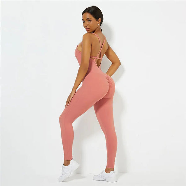 Cross-Back Scrunch-Butt Activewear Jumpsuit Winteres