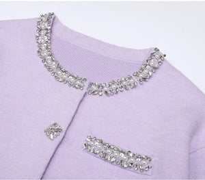 Rhinestone Cardigan & Mini Skirt Set Winteres