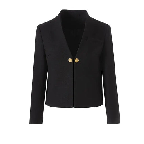 Elegant V-Neck Single Button Blazer Winteres