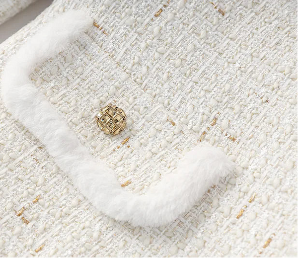 White Tweed Belted Jacket Winteres