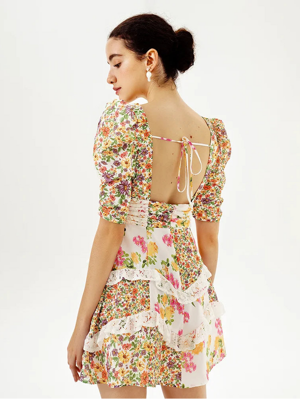 Floral Ruffle Mini Dress Winteres