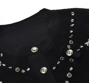 Rhinestone Knit O-Neck Cardigan Winteres
