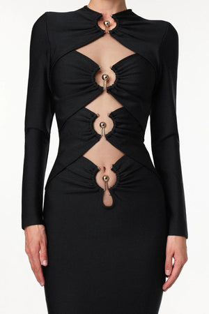 Women Chic IMiney Sexy Contour Long Sleeve Cut Out Bandage Mini Dr Ladies Bodycon Occassion Birthday Cocktail Prom Party Dresses Winteres