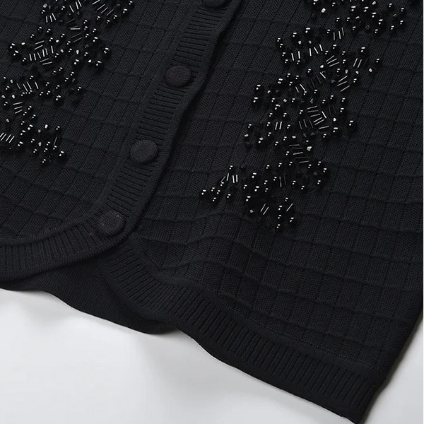 Lace Collar Beaded Short Cardigan Winteres