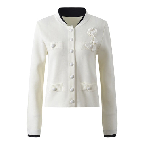 Floral Long Sleeve O-Neck Knit Cardigan Winteres
