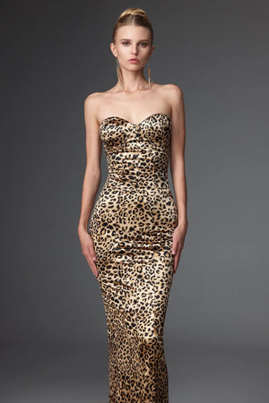 Women Chic IRayen Sexy Slimming Strapless Leopard Maxi Dress Ladies Bodycon Occassion Birthday Cocktail Prom Party Dresses Winteres