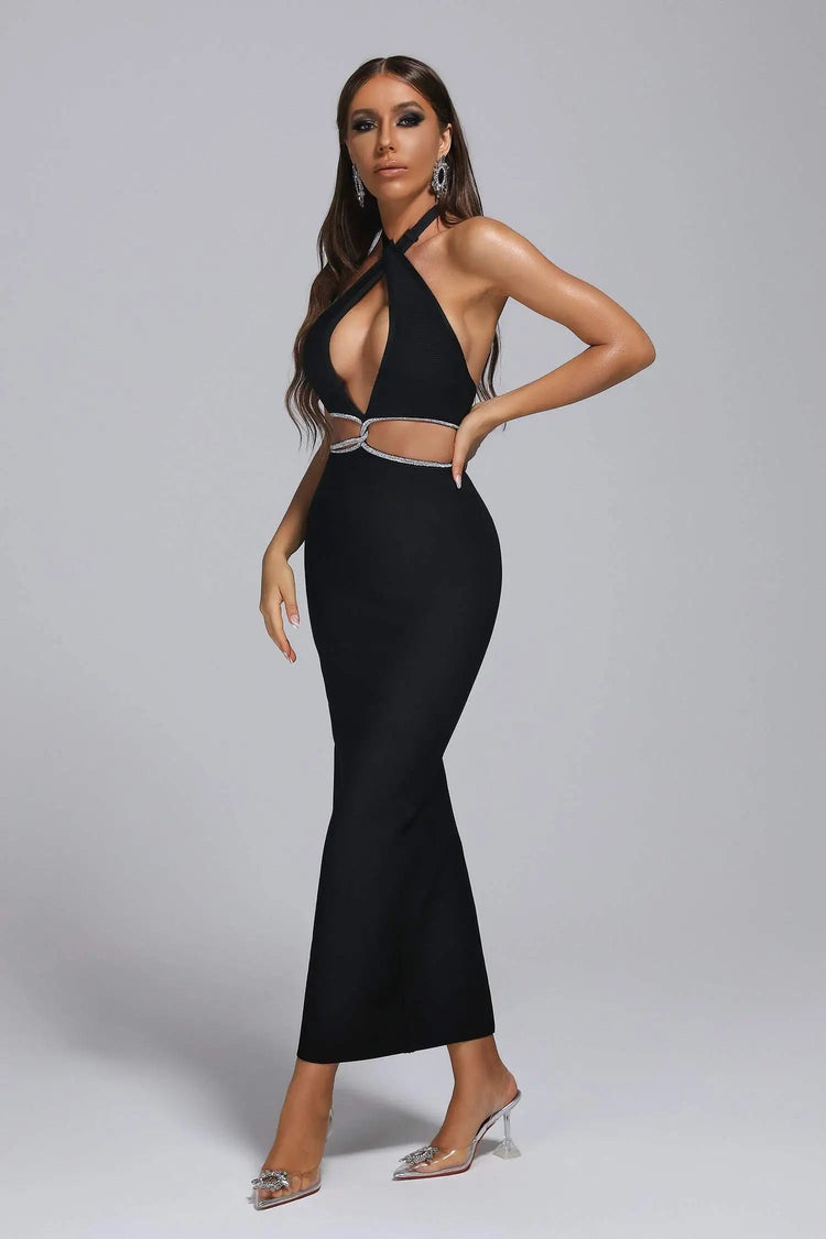 Vera Rhinestone Bandage Maxi Dress Winteres