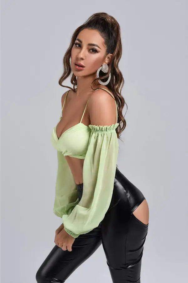 Long Sleeved Strap Crop Top Winteres
