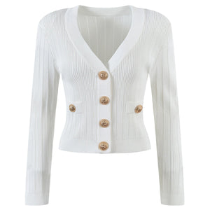 V-Neck Knit Crop Cardigan Winteres