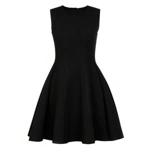 Black sleeveless dress on a white background