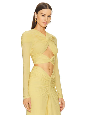 New Fashion Solid Color Fashion Wind Hollow Out Heavy Pleated Long Sleeve Low-cut Sexy Party Dress Winteres