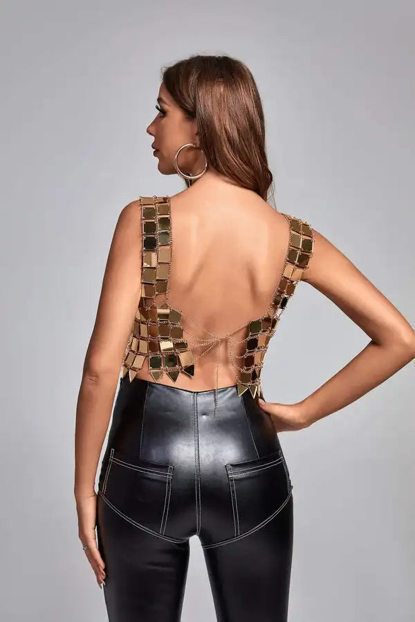Gold Sequin Crop Top Winteres