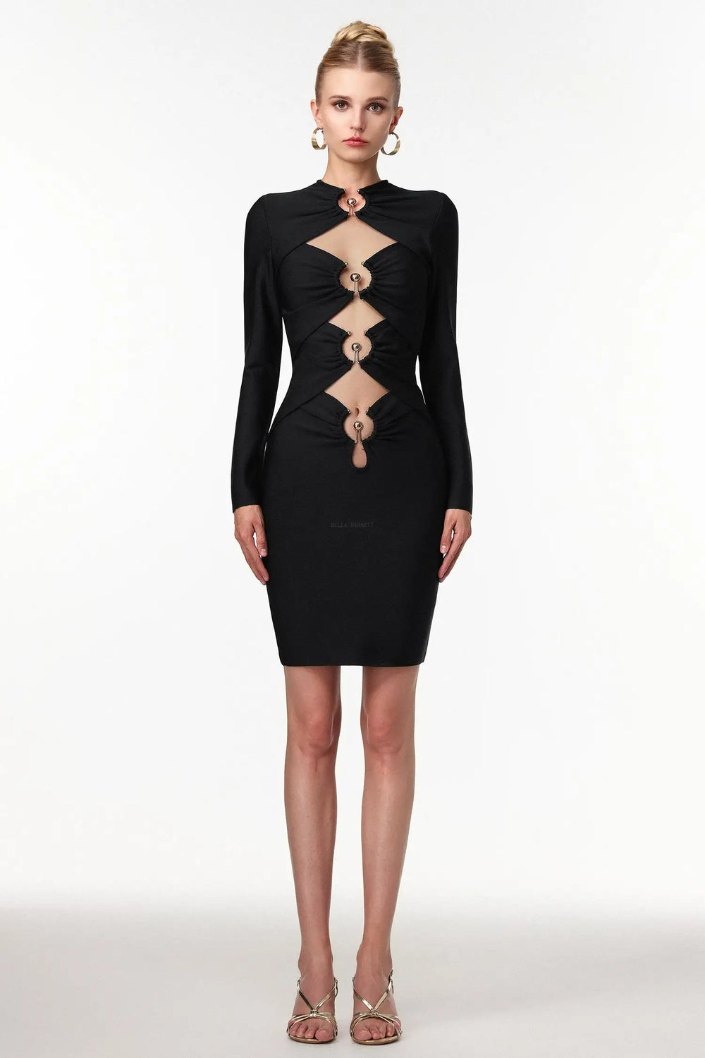 Women Chic IMiney Sexy Contour Long Sleeve Cut Out Bandage Mini Dr Ladies Bodycon Occassion Birthday Cocktail Prom Party Dresses Winteres