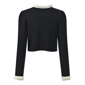Lace Collar Beaded Short Cardigan Winteres