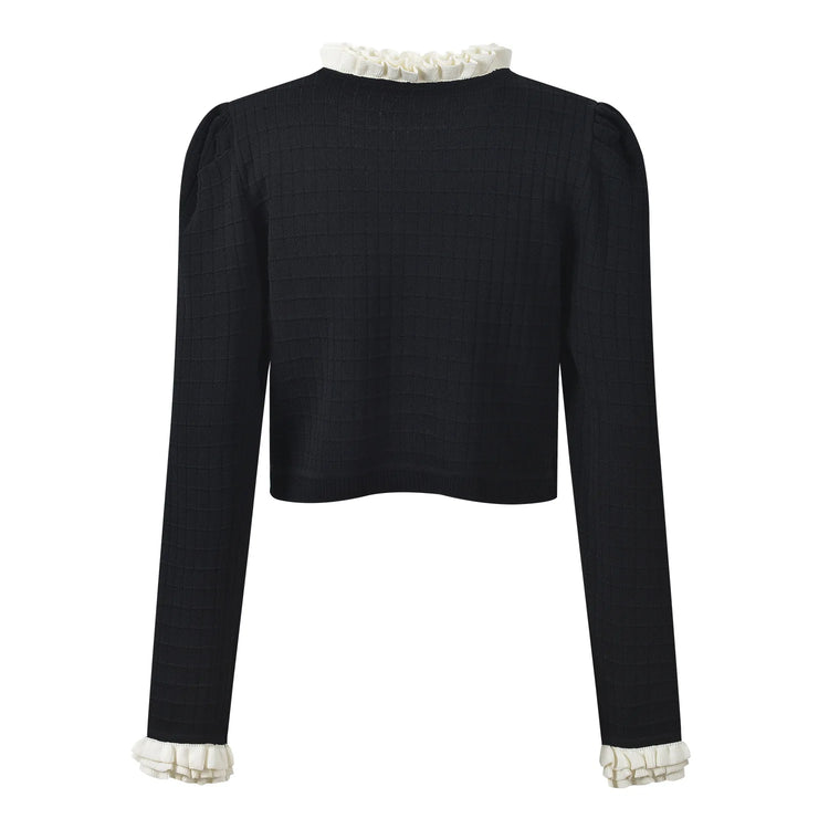 Lace Collar Beaded Short Cardigan Winteres