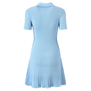 Light blue ribbed dress on a white background