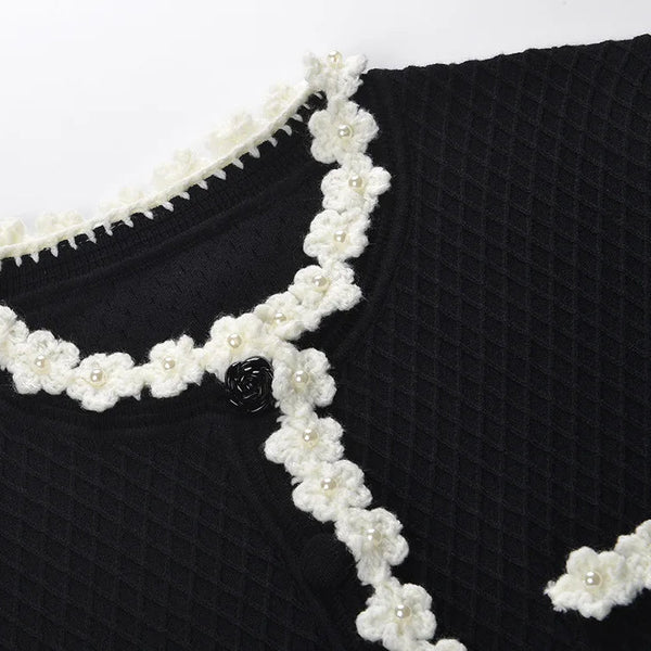 Beaded Floral Knit Cardigan Winteres
